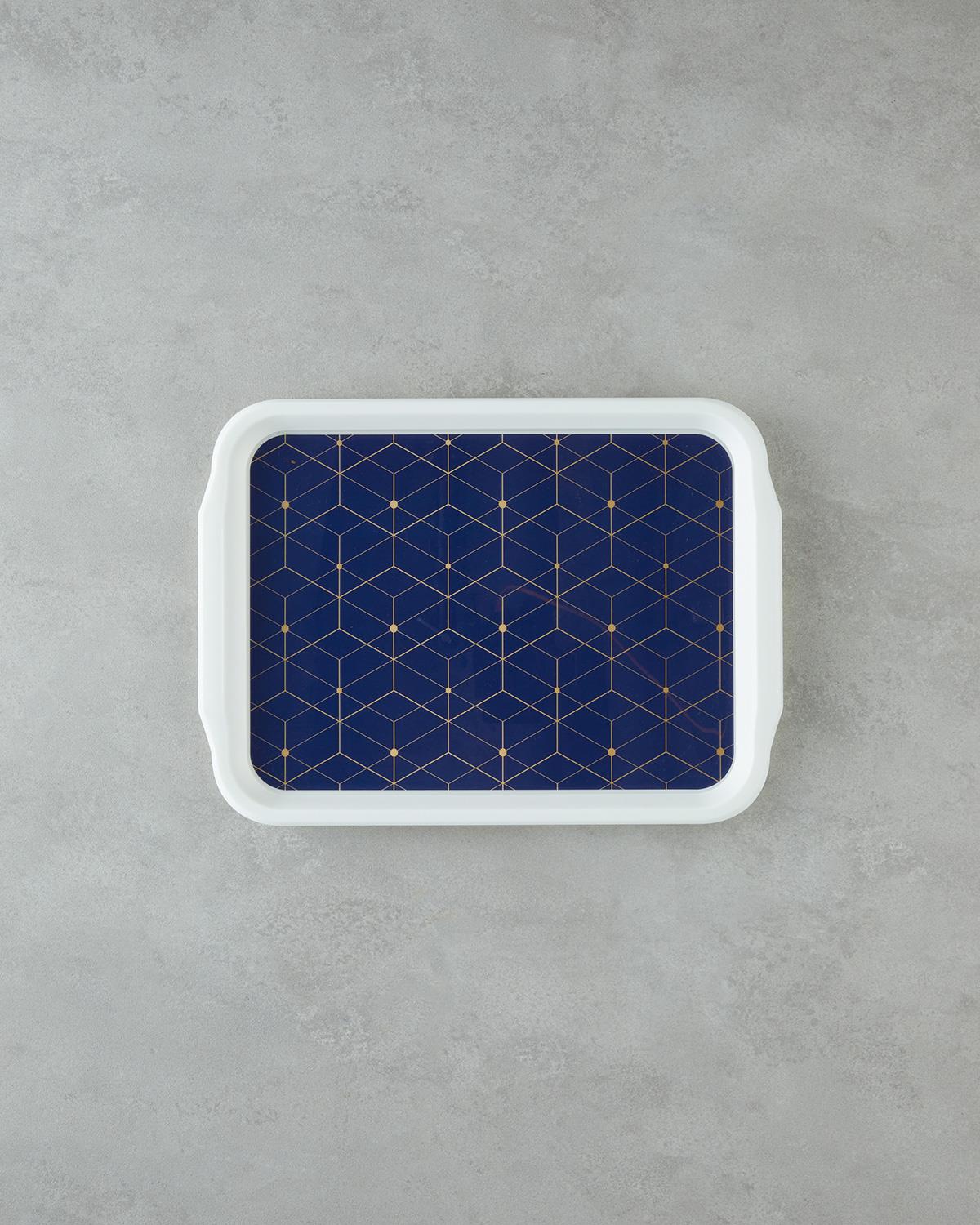Geometric Glow PP Non-Slip Tray 34x25 Cm Navy Blue – Gold