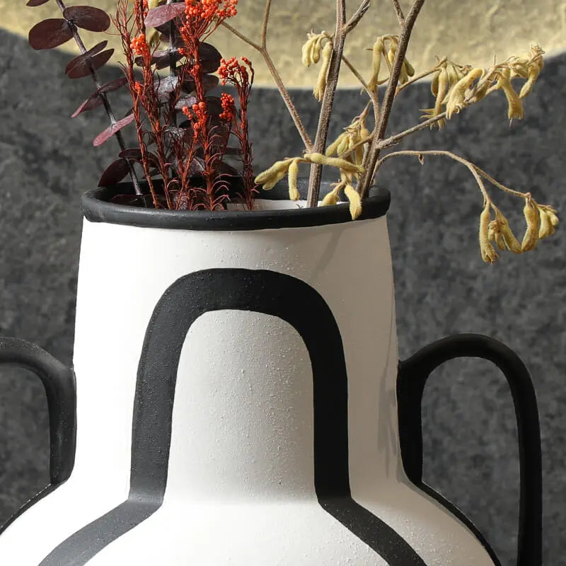 Hand-Painted Vase with Black Rim – Artistic Home Decoration