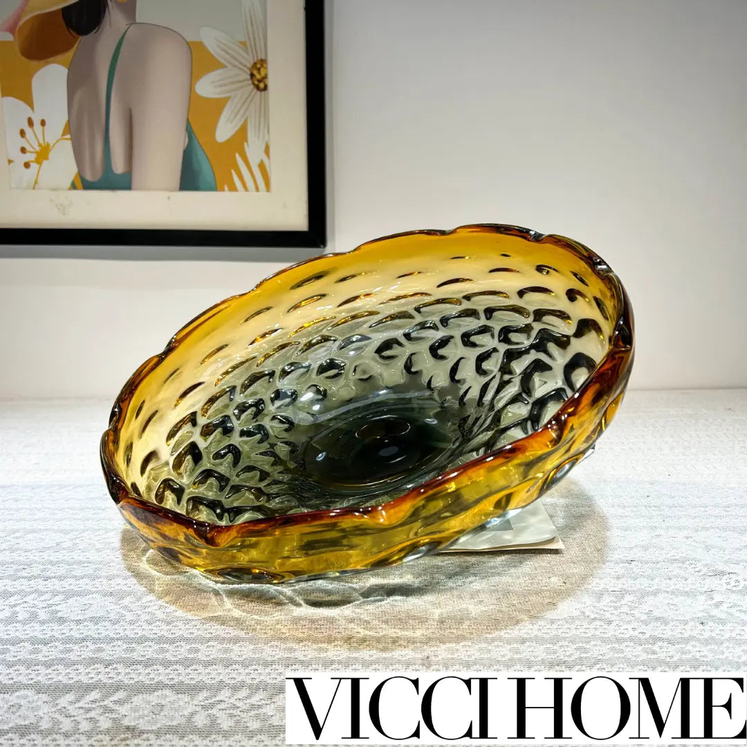 Sand Blowing Handcrafted Smoky Gray Amber Double Color