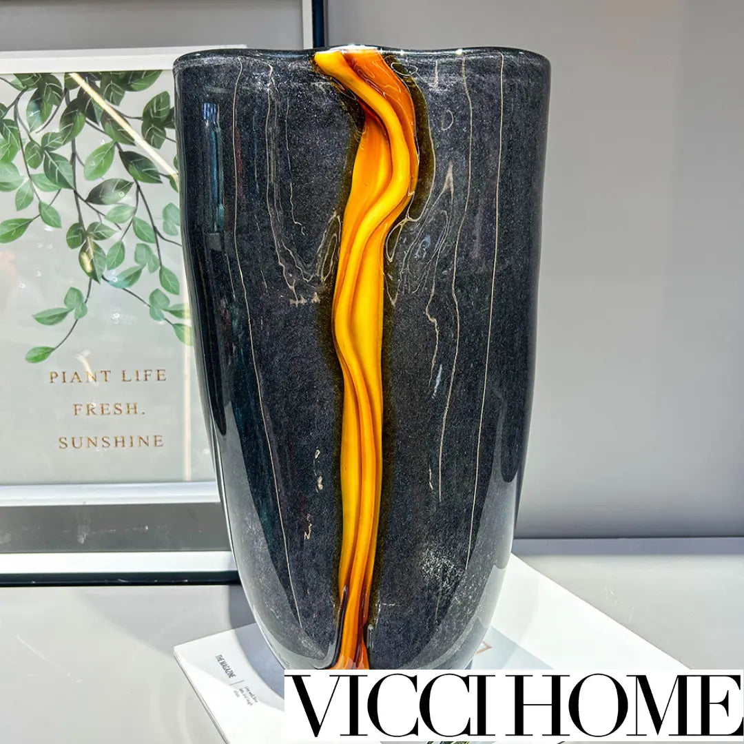 Sand Blowing Luxury Glass Vase and Fruit Plate