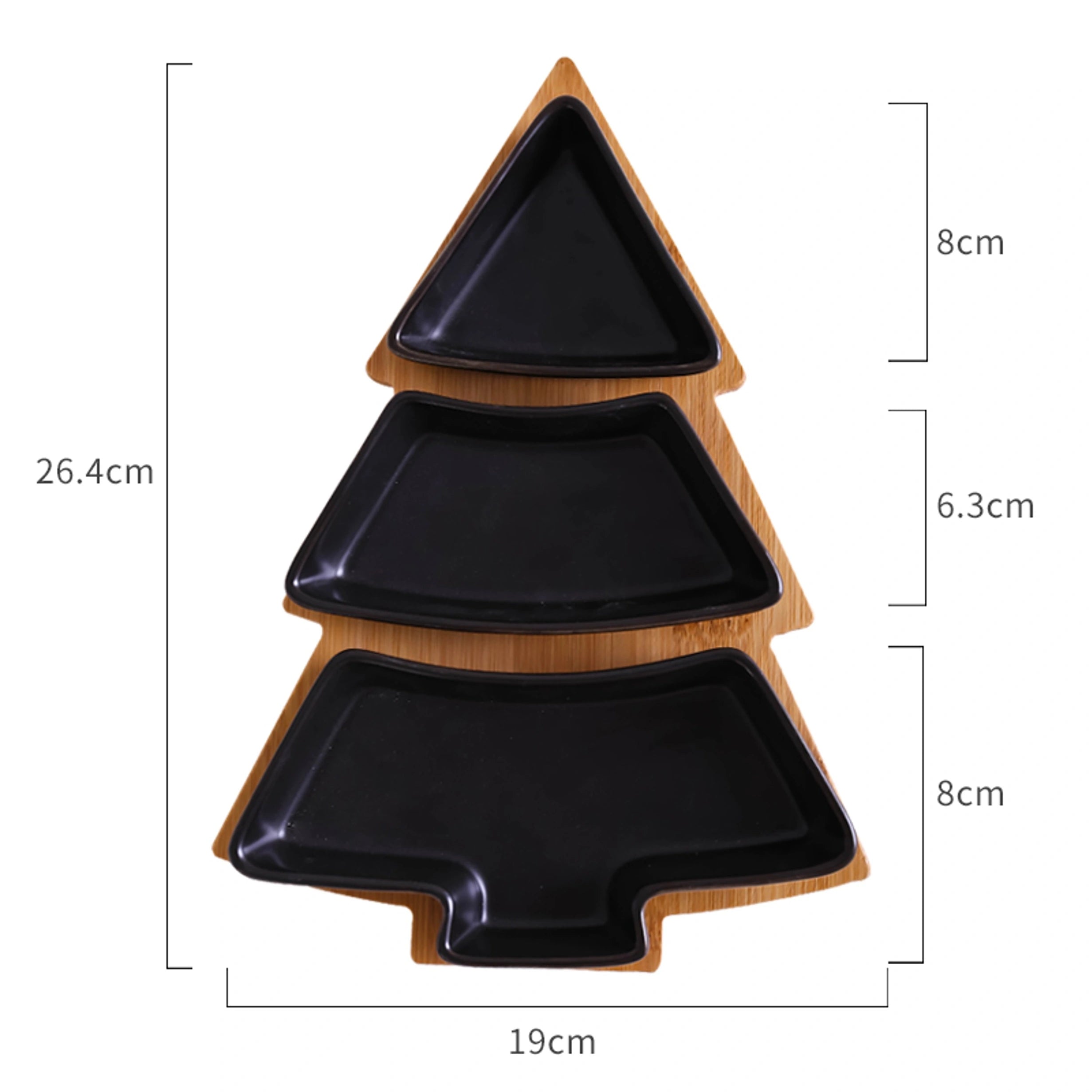 طبق سيراميك مبتكر على شكل شجرة عيد الميلاد مع طبق من الخيزران