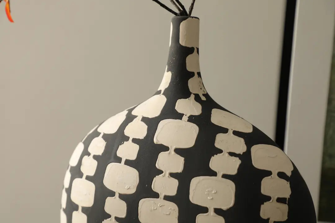 Black and White Narrow Mouth Vases
