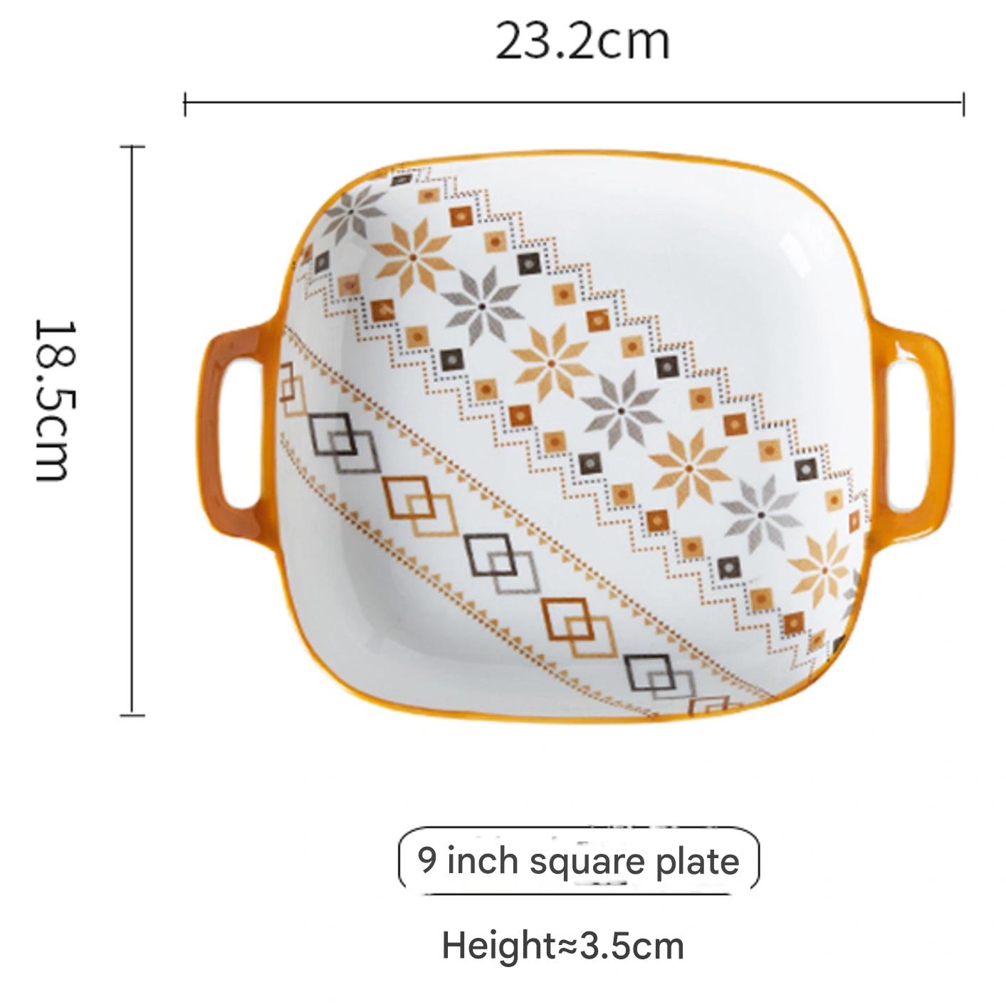 Japanese Style Underglaze Colored Ceramic Tableware Bowl and Dish Set