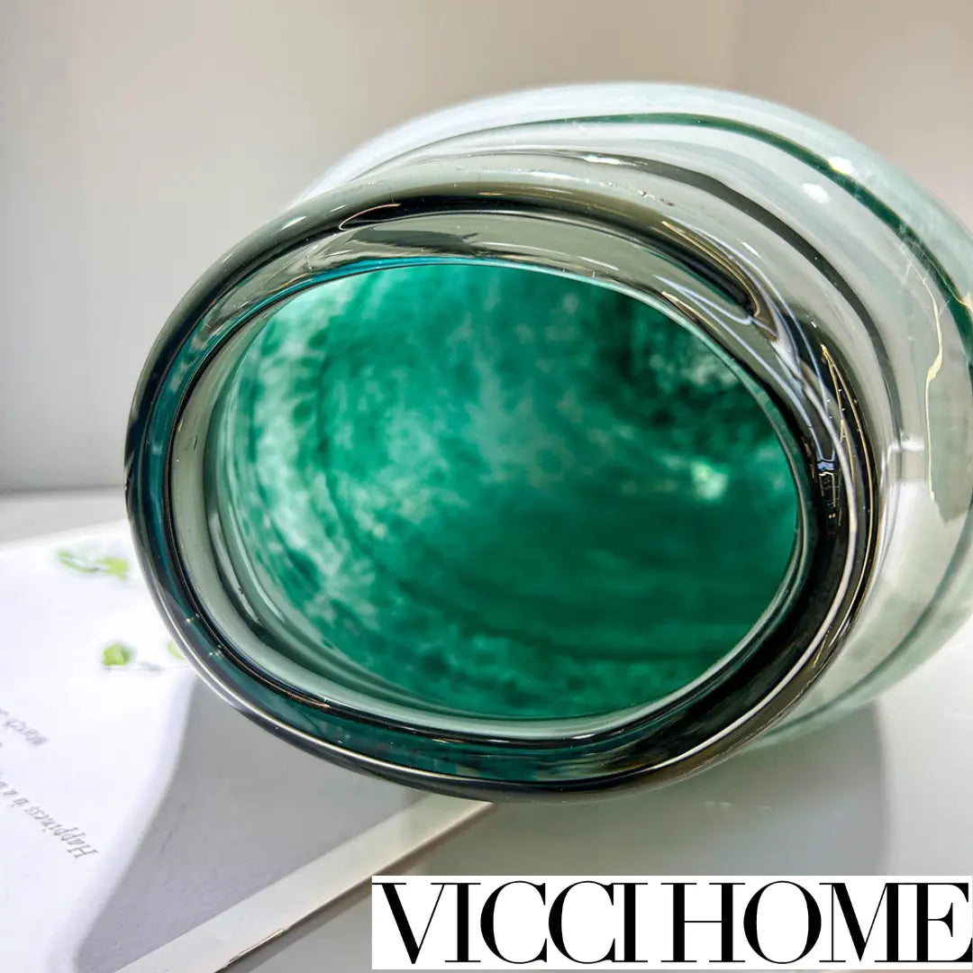 Sand Blowing Green High-End Glass Vase