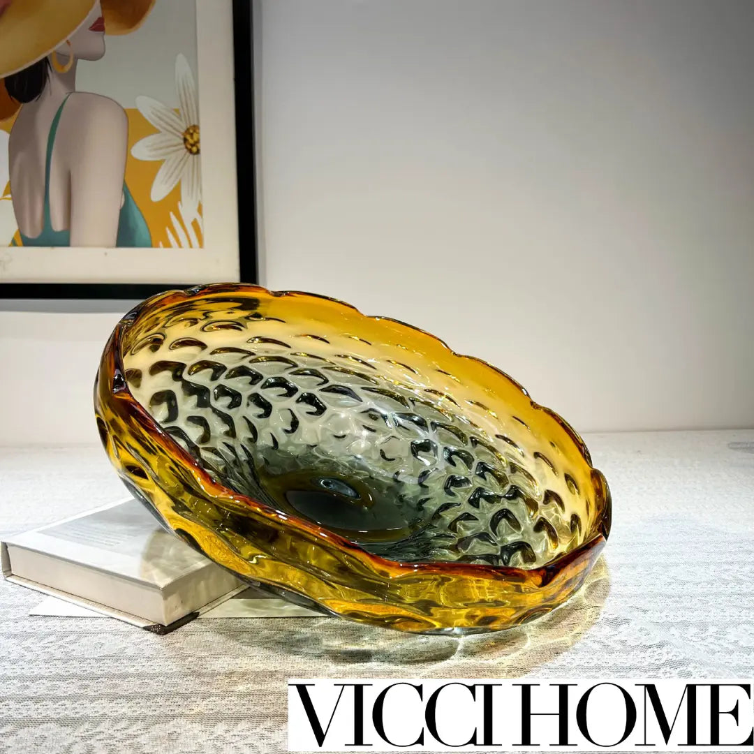 Sand Blowing Handcrafted Smoky Gray Amber Double Color