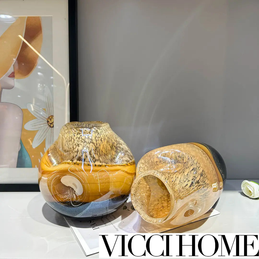 Sand Blowing Handmade Art Glass Vase – High-Grade Medieval Style