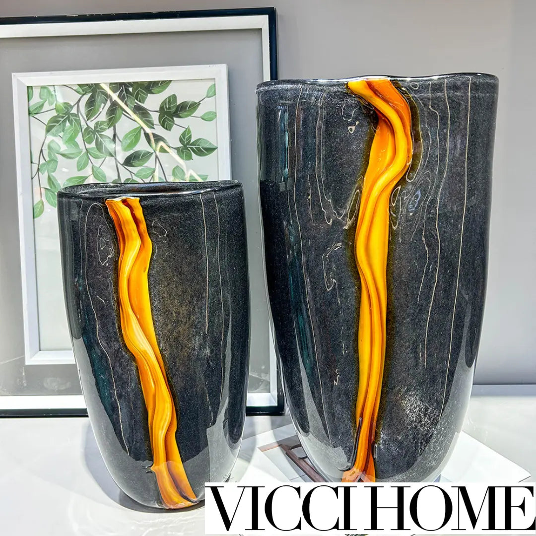 Sand Blowing Luxury Glass Vase and Fruit Plate