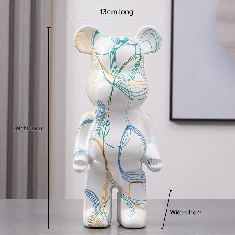 Bearbrick-Style Porcelain Figurine – 28CM Decorative Money Bank