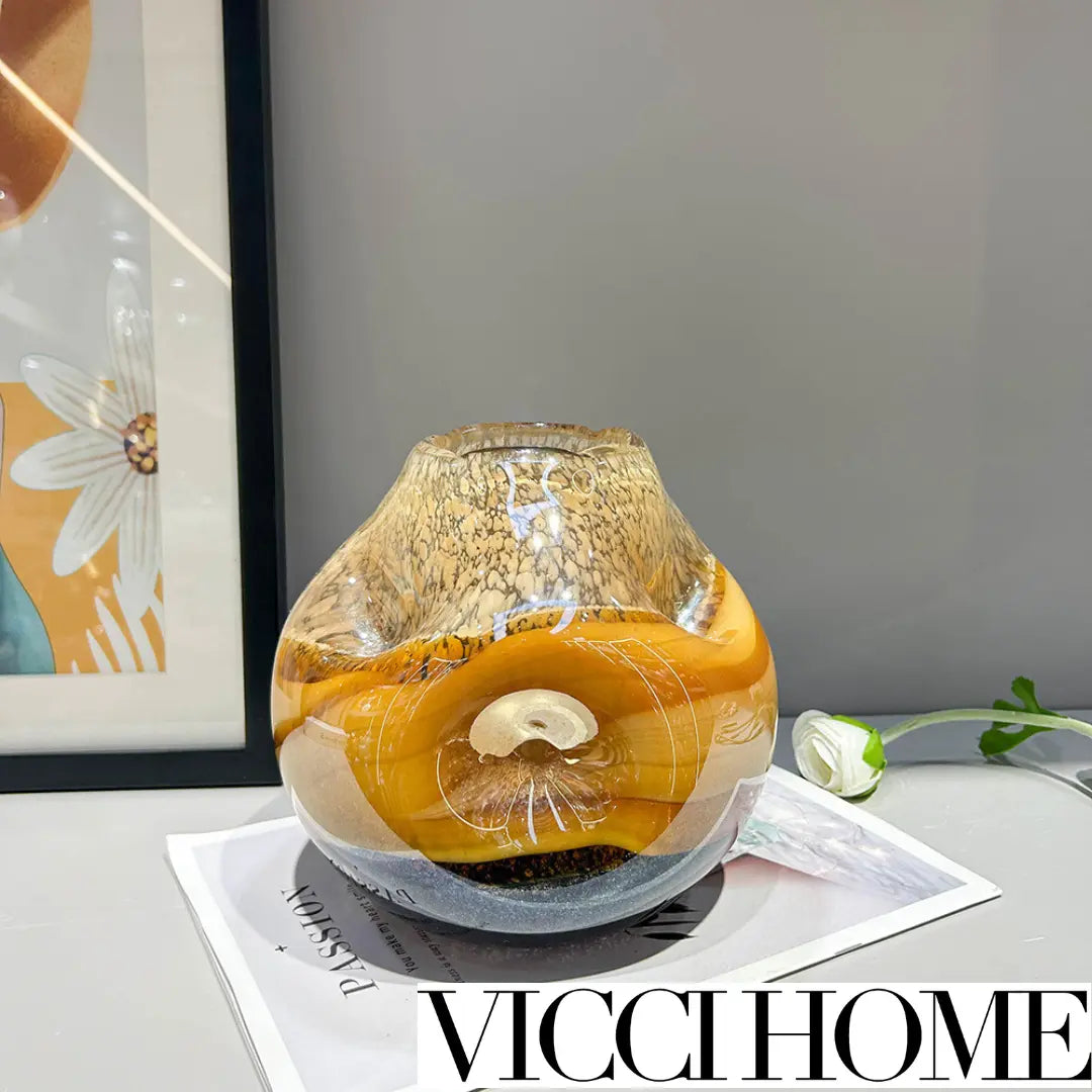 Sand Blowing Handmade Art Glass Vase – High-Grade Medieval Style