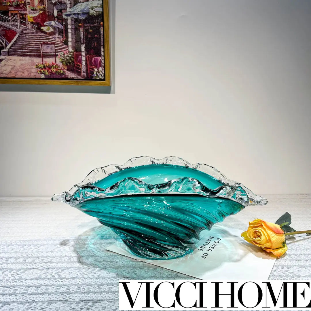 Sand Blowing Blue Skirt Lace Glass High-End Vase