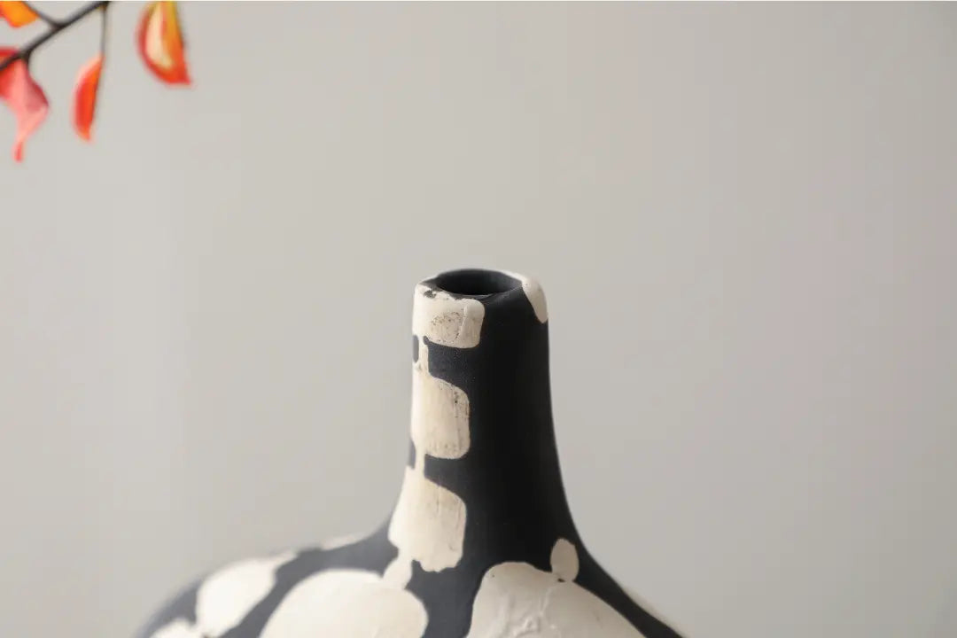 Black and White Narrow Mouth Vases