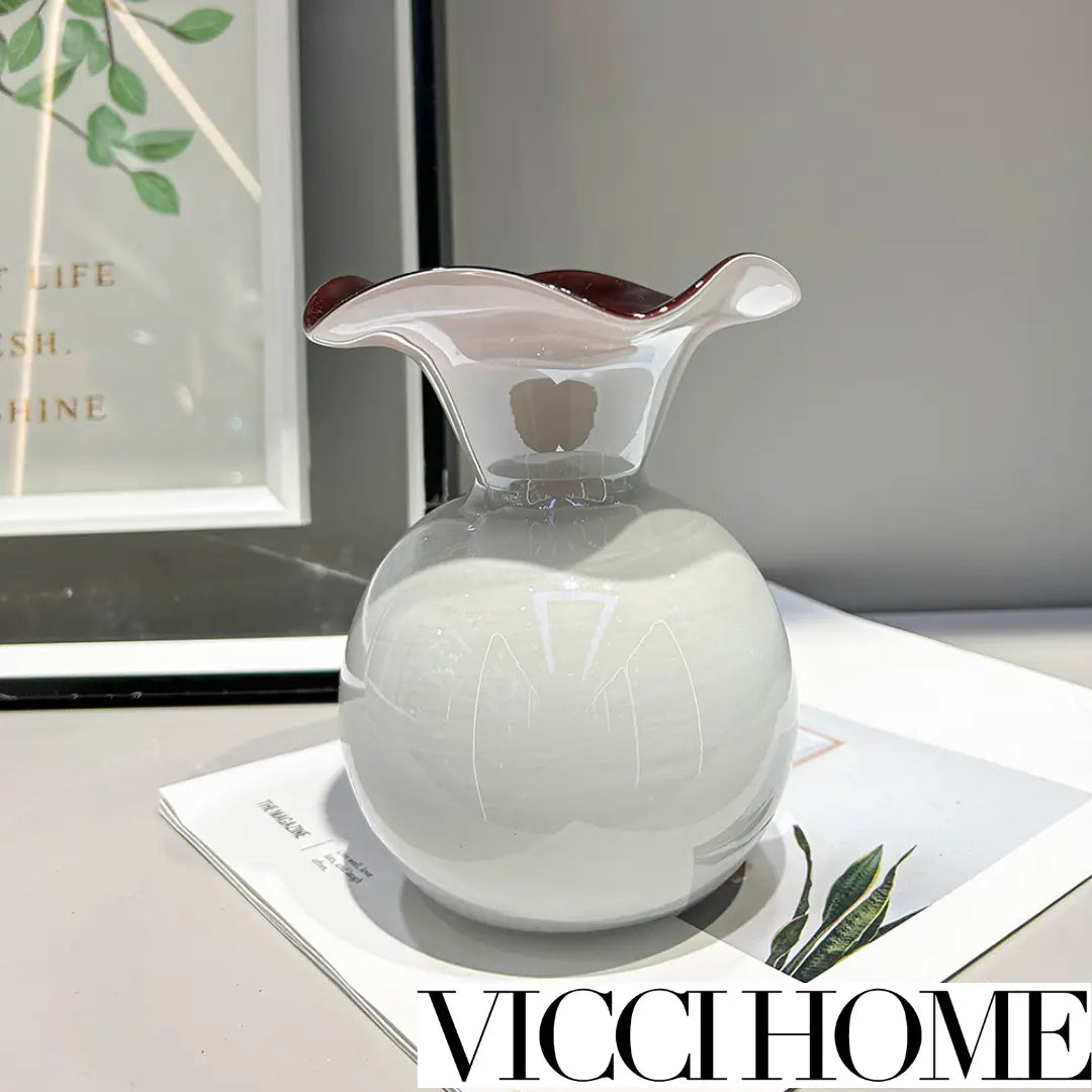 Sand Blowing Medieval-Style Lace Fenton Vase