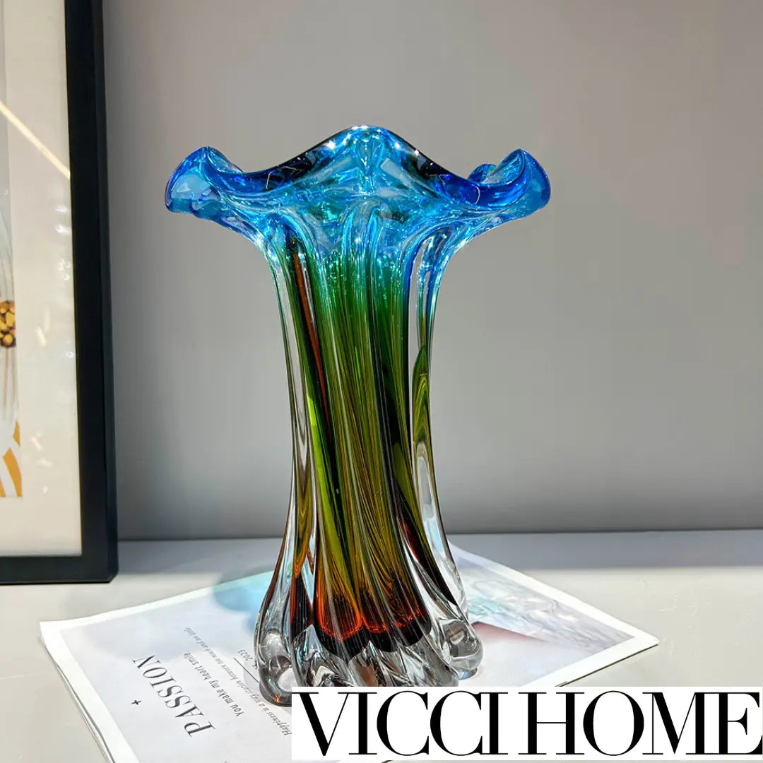 Sandblasted High-End Heavy Glass Vase