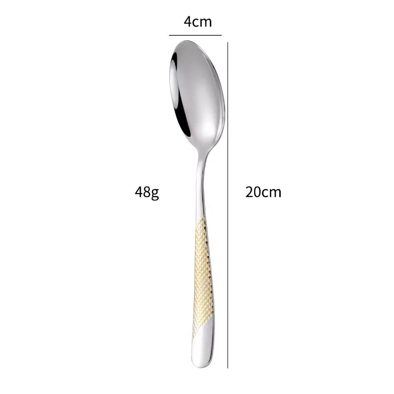 Star Diamond Stainless Steel Western Tableware Thick Steak Knife Fork Spoon Tea Spoon Set Gilded Series