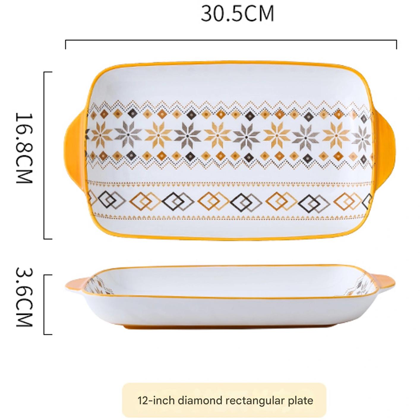 Japanese Style Underglaze Colored Ceramic Tableware Bowl and Dish Set