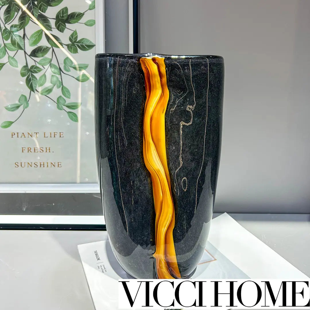 Sand Blowing Luxury Glass Vase and Fruit Plate