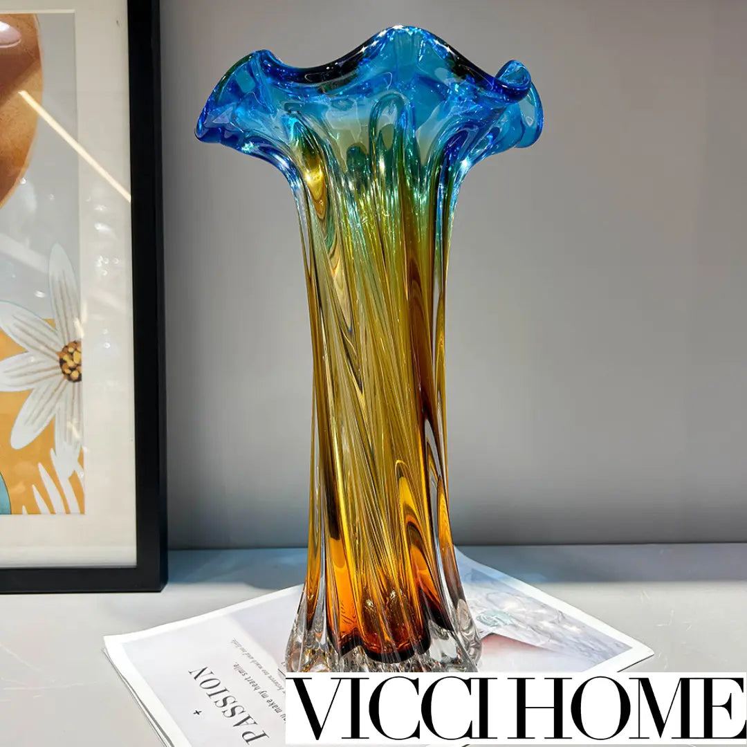 Sandblasted High-End Heavy Glass Vase
