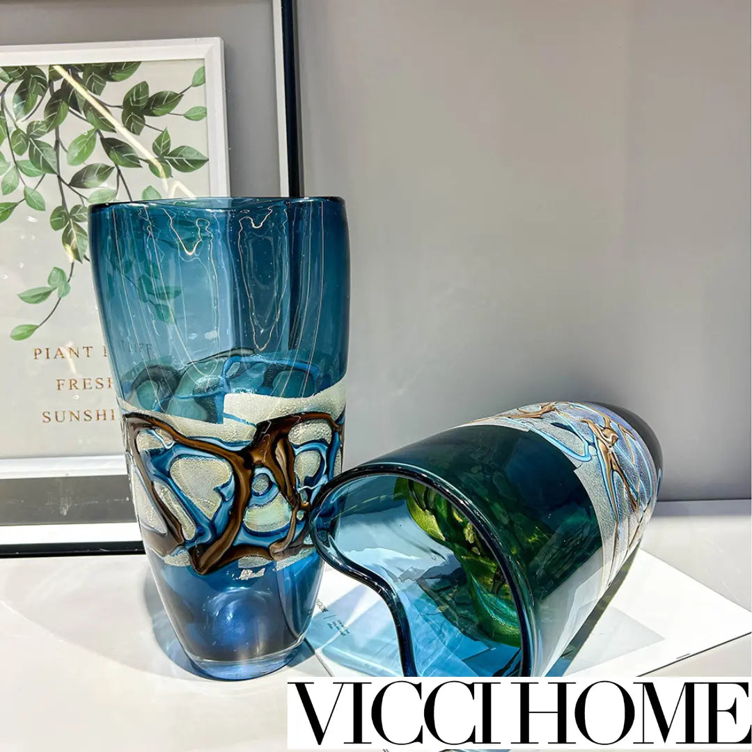Sand Blowing Personality Silk-Wrapped Glass High-End Vase