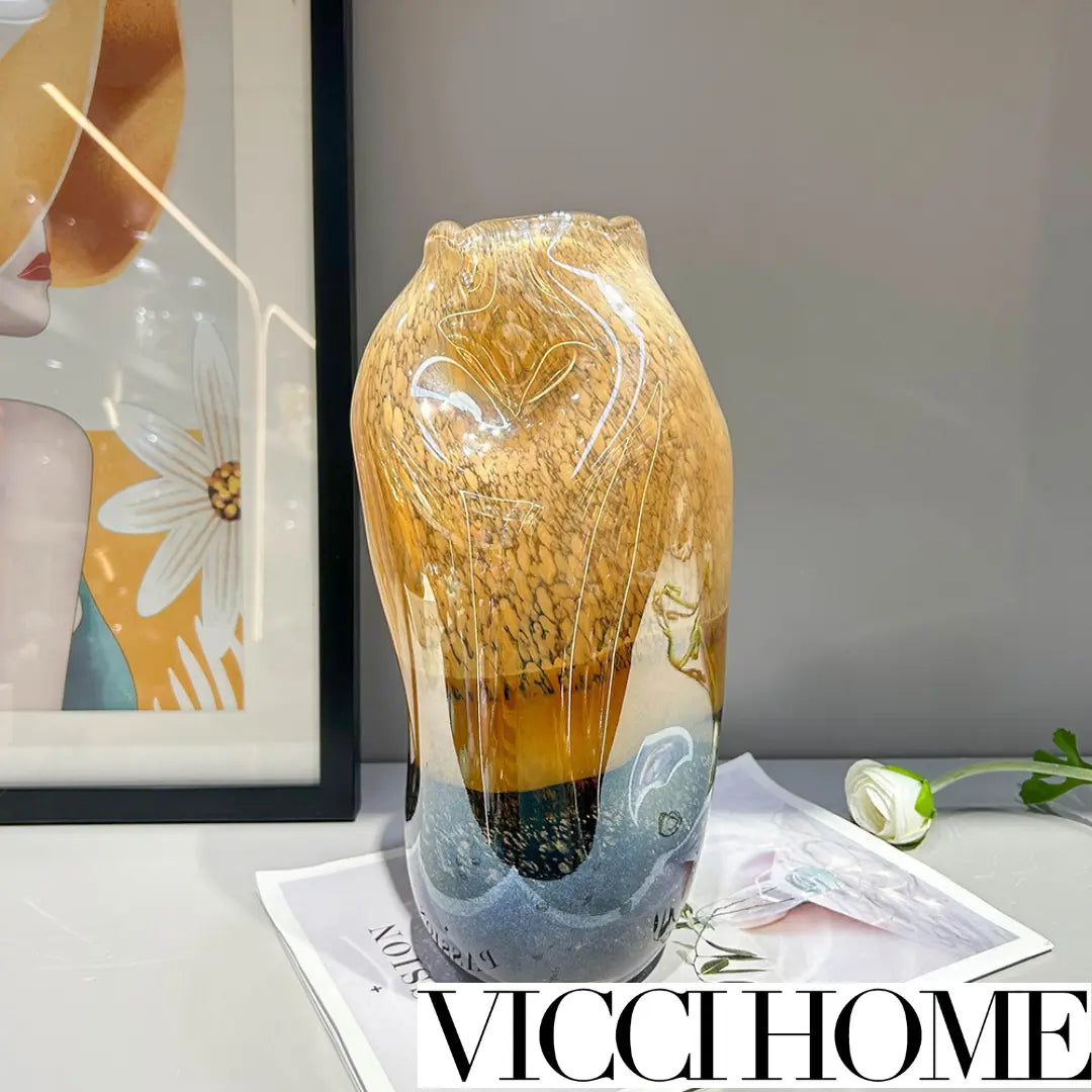 Sand Blowing Handmade Art Glass Vase – High-Grade Medieval Style