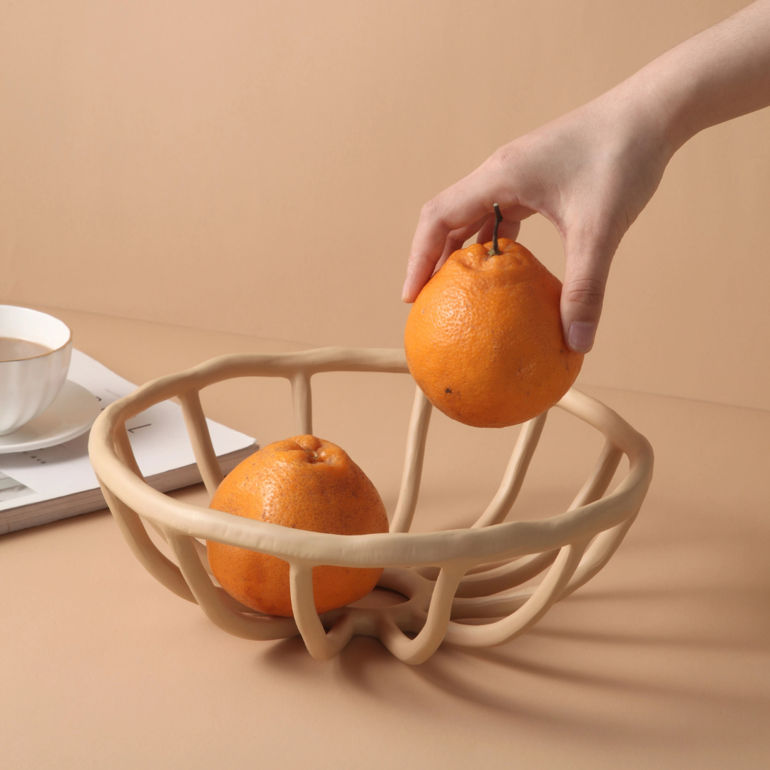 Basket Apricot Resin Fruit Plate