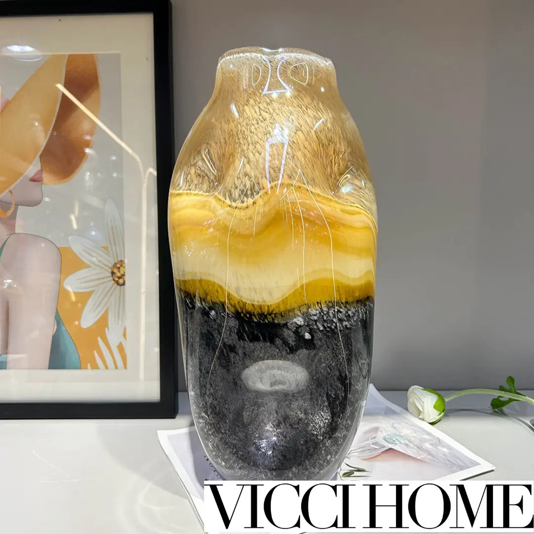 Sand Blowing Handmade Art Glass Vase – High-Grade Medieval Style