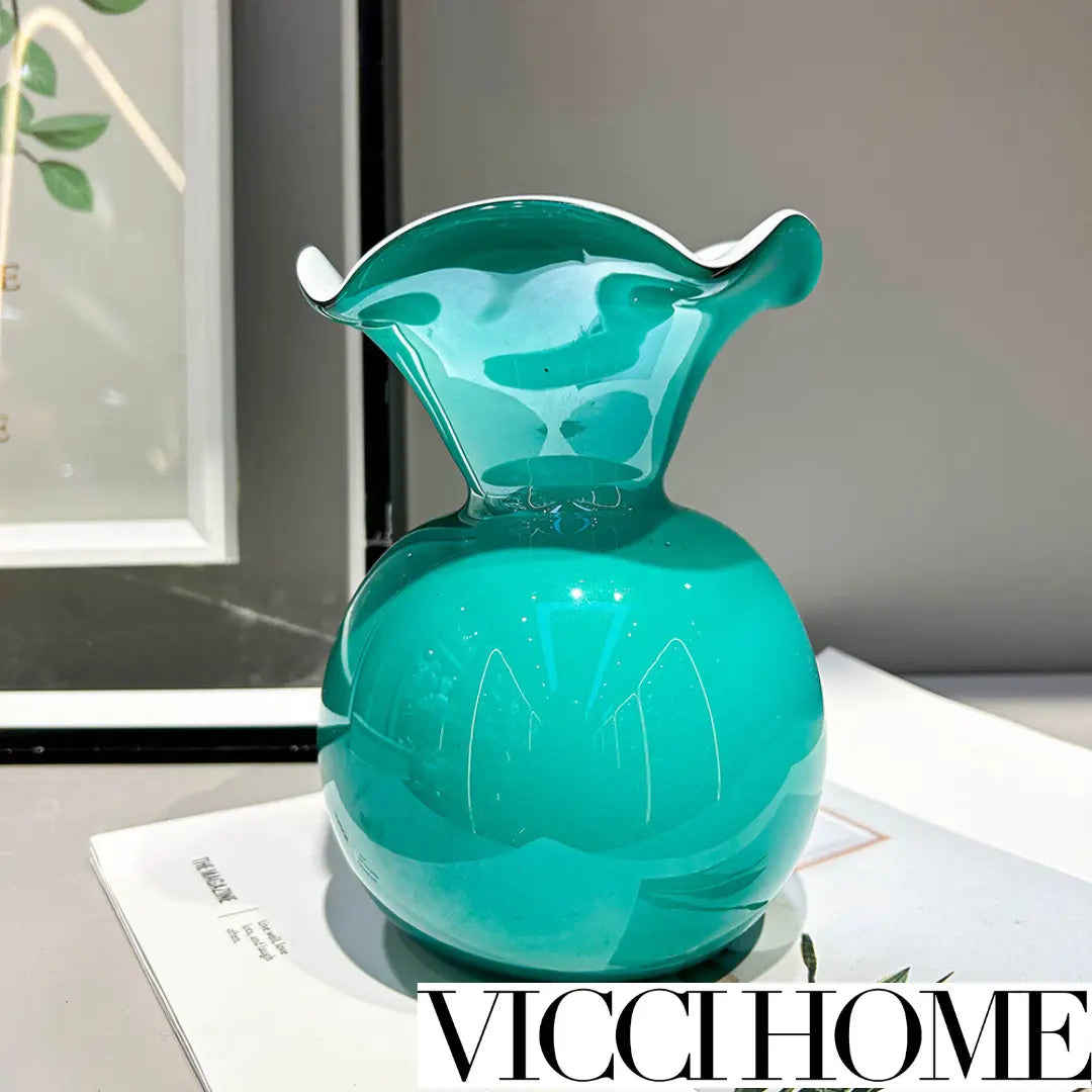 Sand Blowing Medieval-Style Lace Fenton Vase