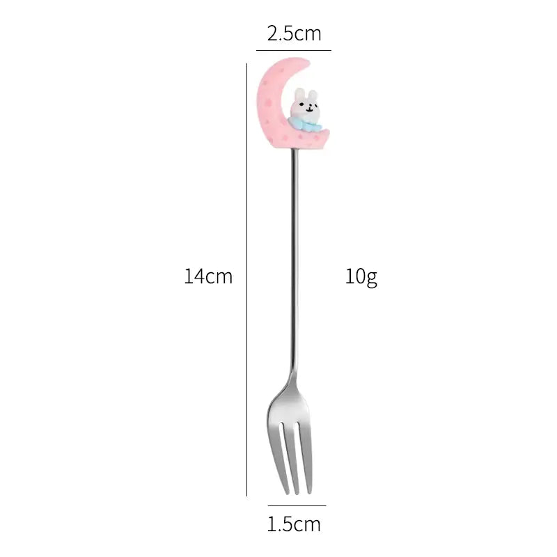 New Stainless Steel Moon Rabbit Cartoon Stirring Spoon and Fork Creative Childlike