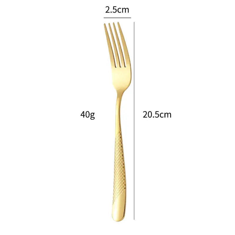 Star Diamond Stainless Steel Western Tableware Thick Steak Knife Fork Spoon Tea Spoon Set Gilded Series