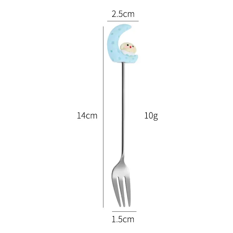 New Stainless Steel Moon Rabbit Cartoon Stirring Spoon and Fork Creative Childlike