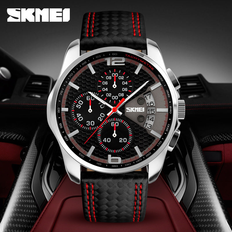 Skmie Men's Watch Leather Waterproof