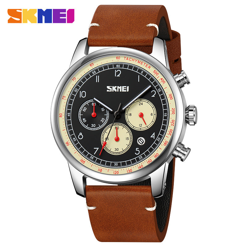 Skmie Men's Watch Leather Waterproof