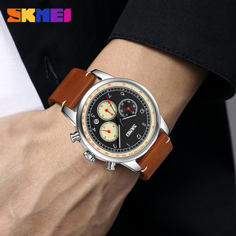Skmie Men's Watch Leather Waterproof