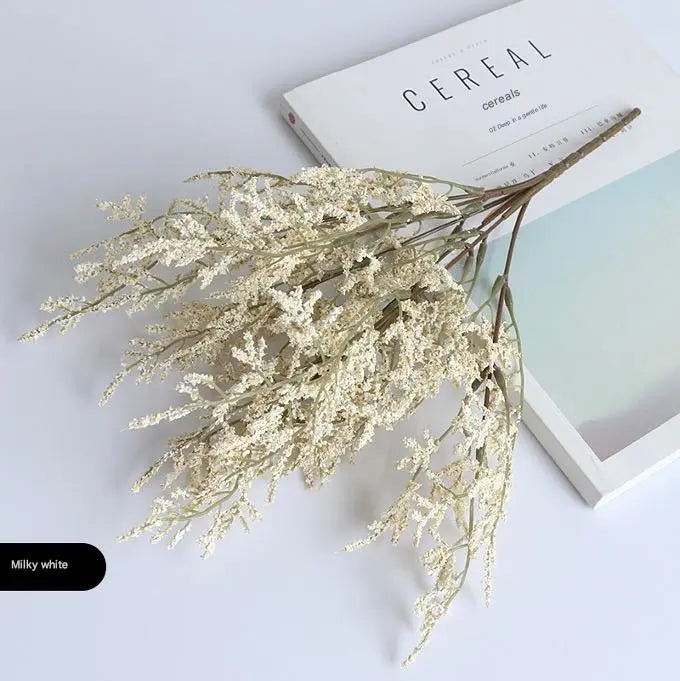 Milky White Faux Grass – Artificial Plastic Greenery for Home & Event Decor