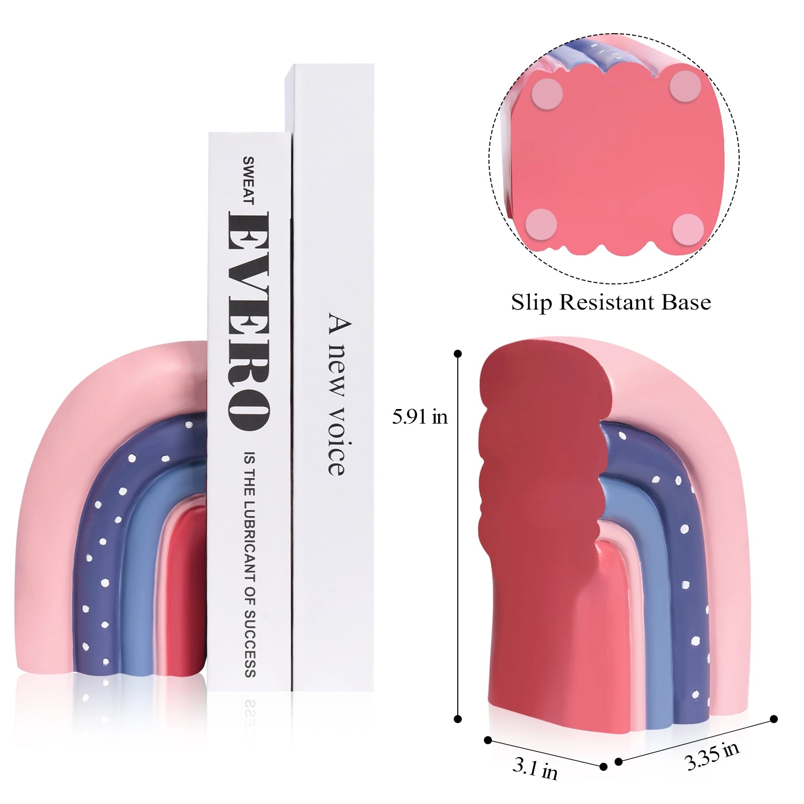 High-Quality Rainbow Valentine’s Day Bookends – Decorative Organizer for Office & Desk Decor