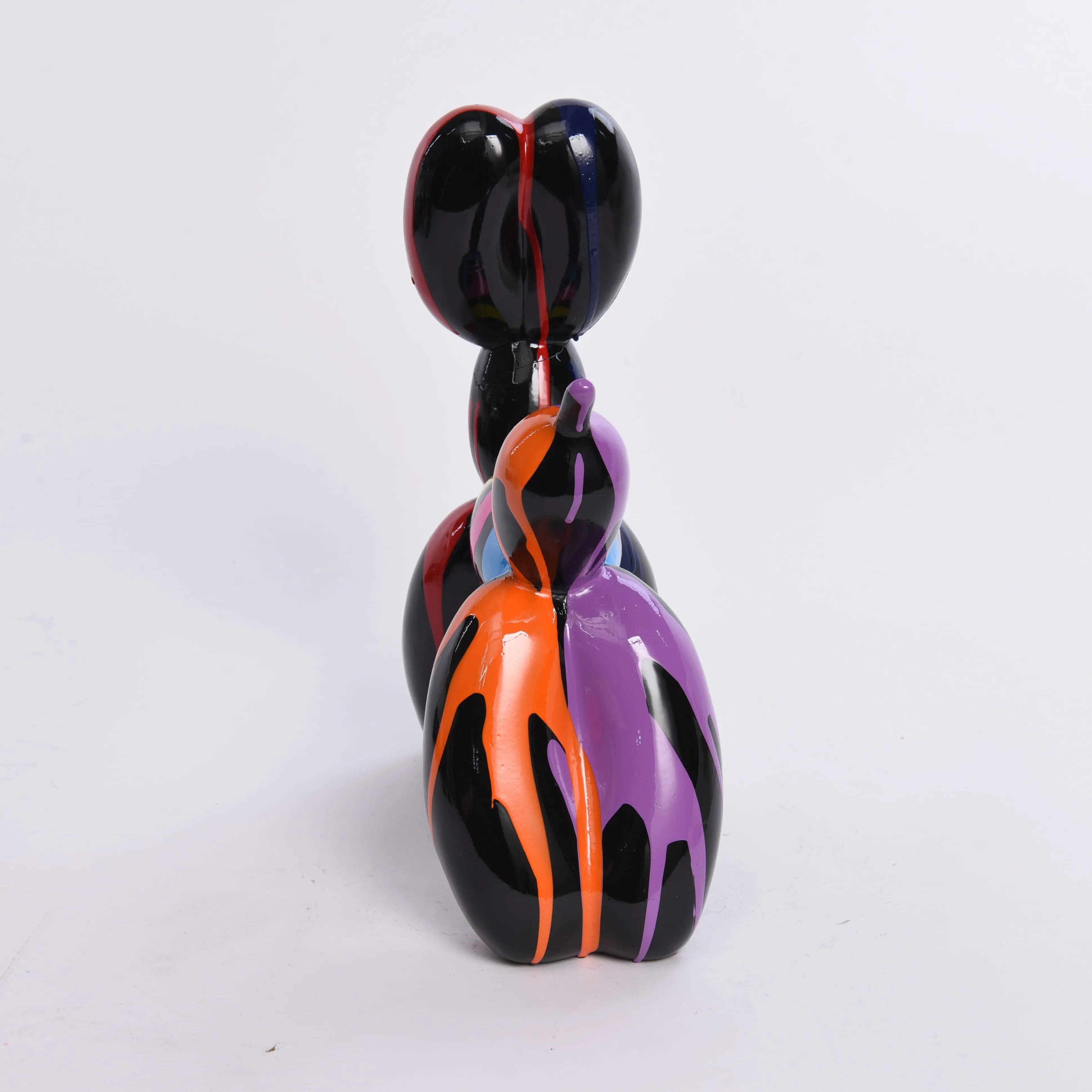 Resin Animal Statue Office Balloon Dog Figurine Colorful Fluid Art Crafts Decoration