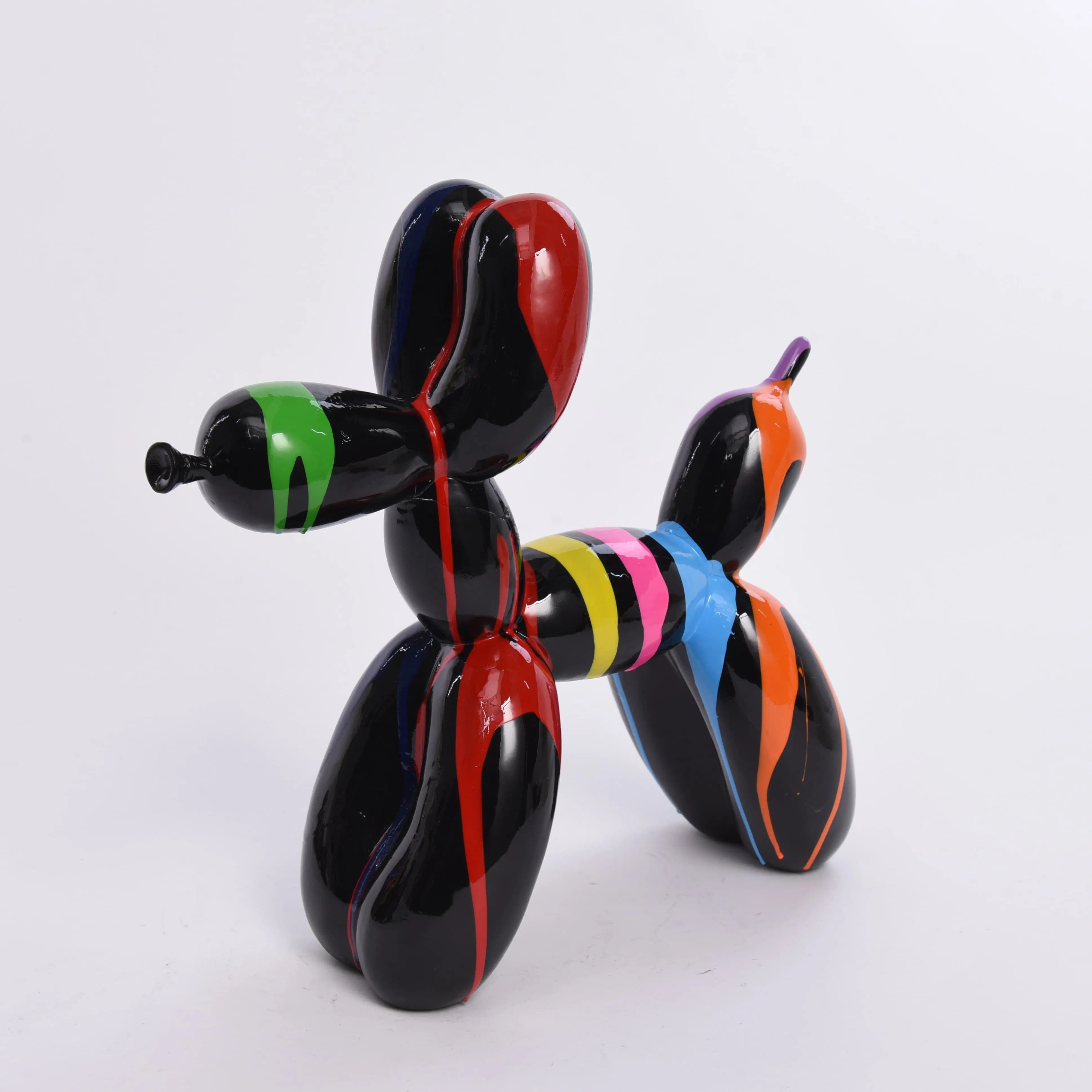 Resin Animal Statue Office Balloon Dog Figurine Colorful Fluid Art Crafts Decoration