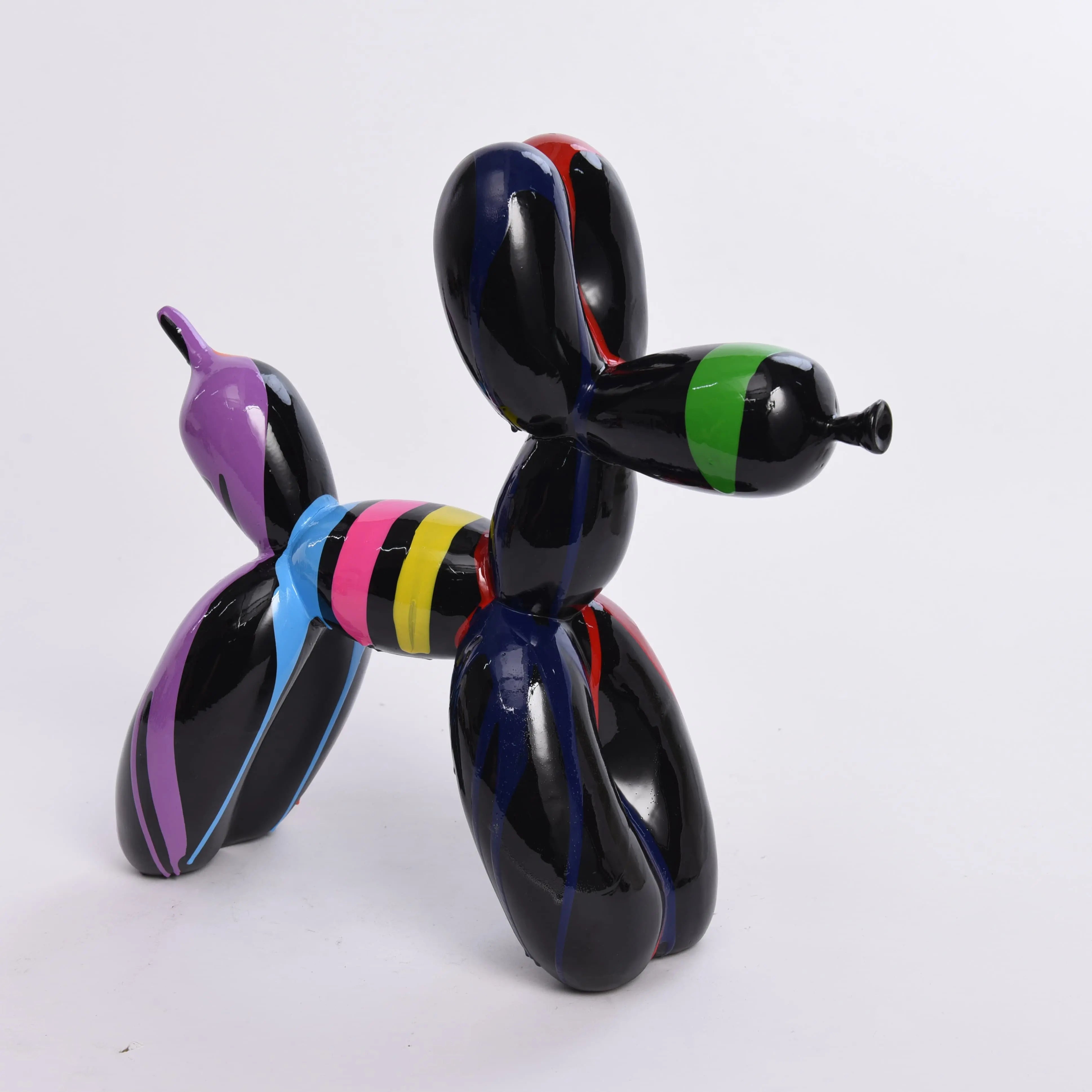 Resin Animal Statue Office Balloon Dog Figurine Colorful Fluid Art Crafts Decoration