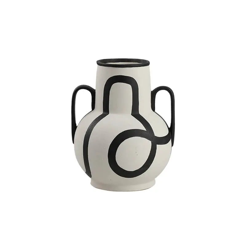 Hand-Painted Vase with Black Rim – Artistic Home Decoration