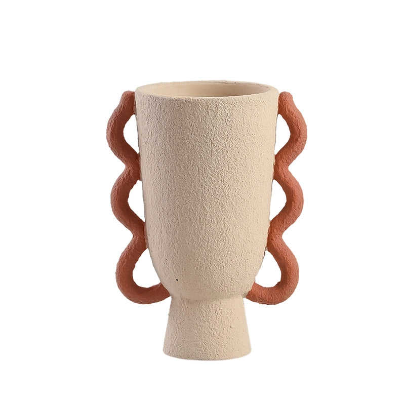 Geometric Sand-Textured Ring Vase – Artistic Flower Arrangement & Home Decor