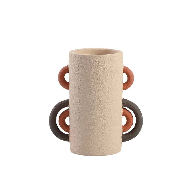 Geometric Sand-Textured Ring Vase – Artistic Flower Arrangement & Home Decor