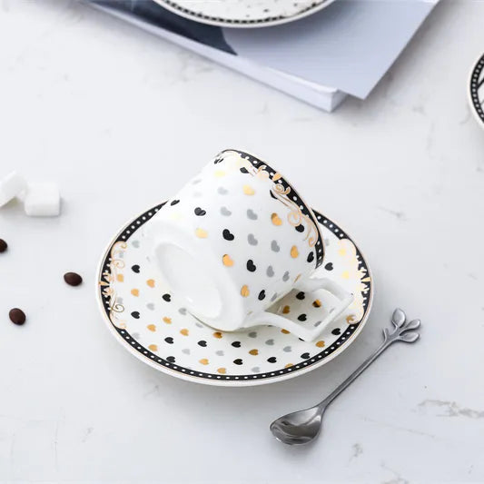 Bright Magnesia Porcelain Mug with Plate and Leaf Spoon