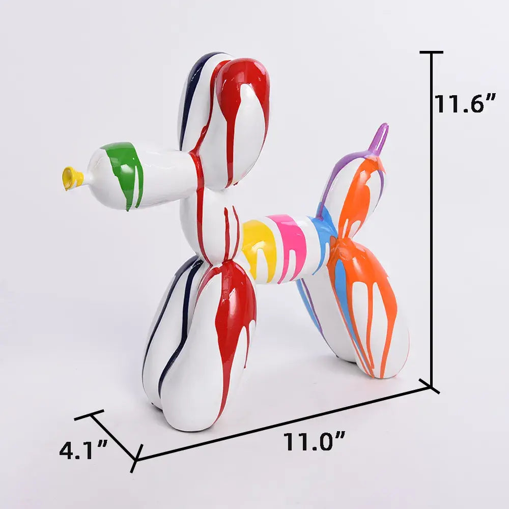 Resin Animal Statue Office Balloon Dog Figurine Colorful Fluid Art Crafts Decoration