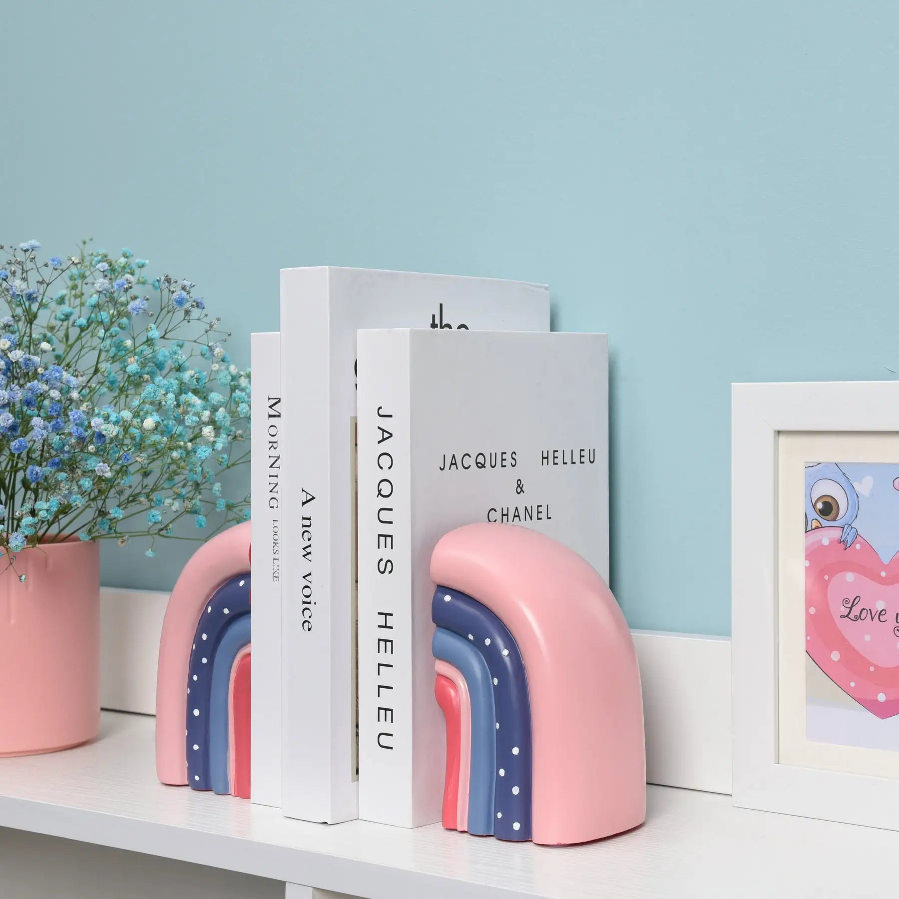 High-Quality Rainbow Valentine’s Day Bookends – Decorative Organizer for Office & Desk Decor