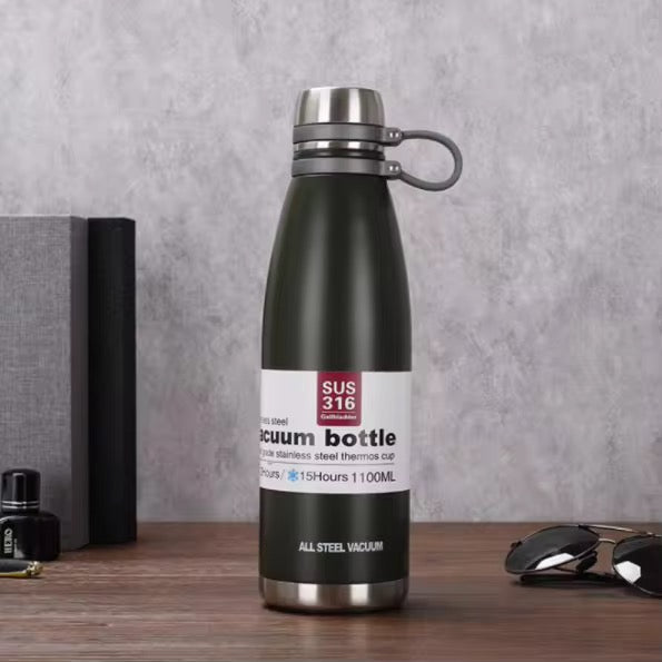 1100 ml outdoor portable sports kettle with hand rope 304 stainless steel vacuum insulation cup business office gift cup