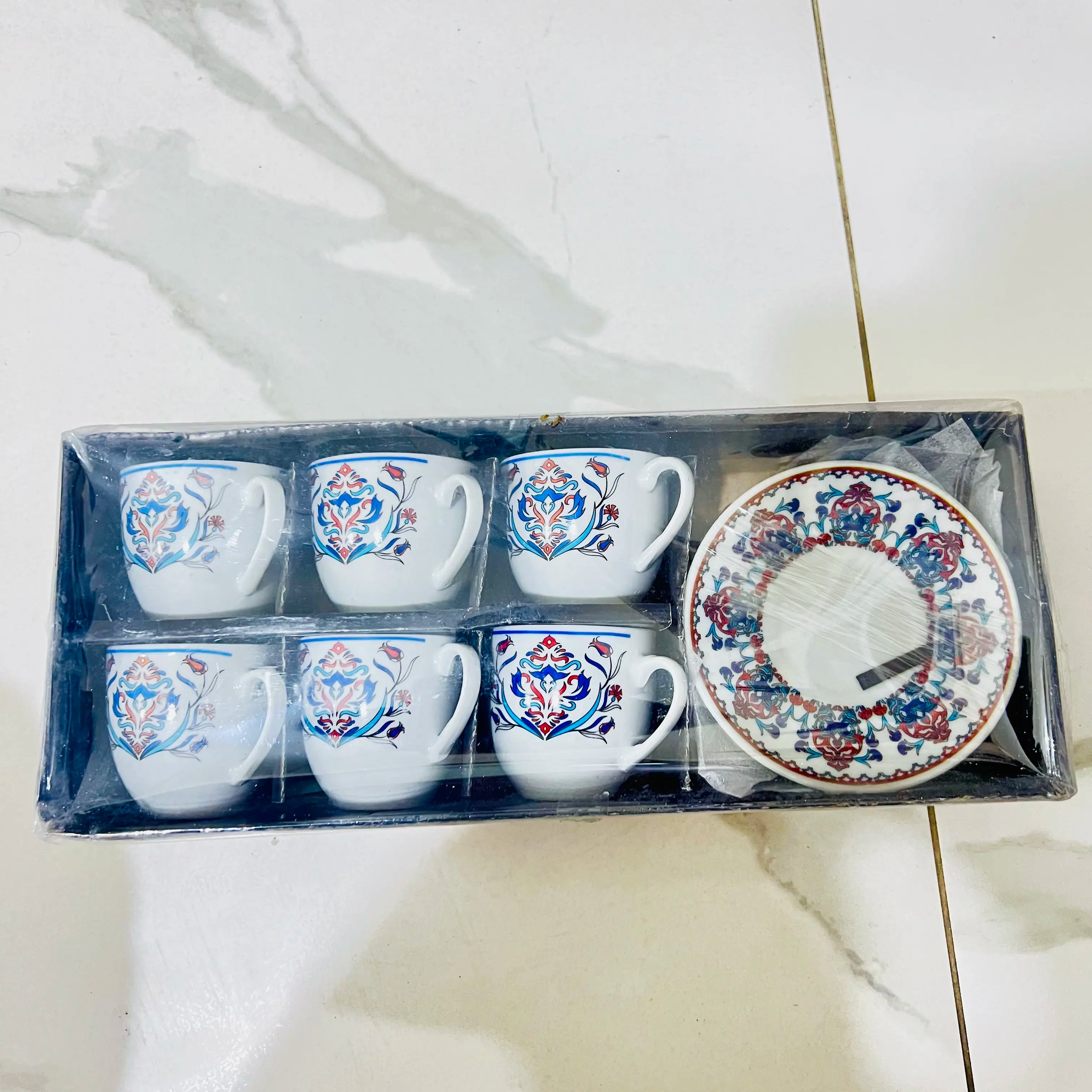 Light Luxury Turkish Coffee Cups & Saucers – Set of Six