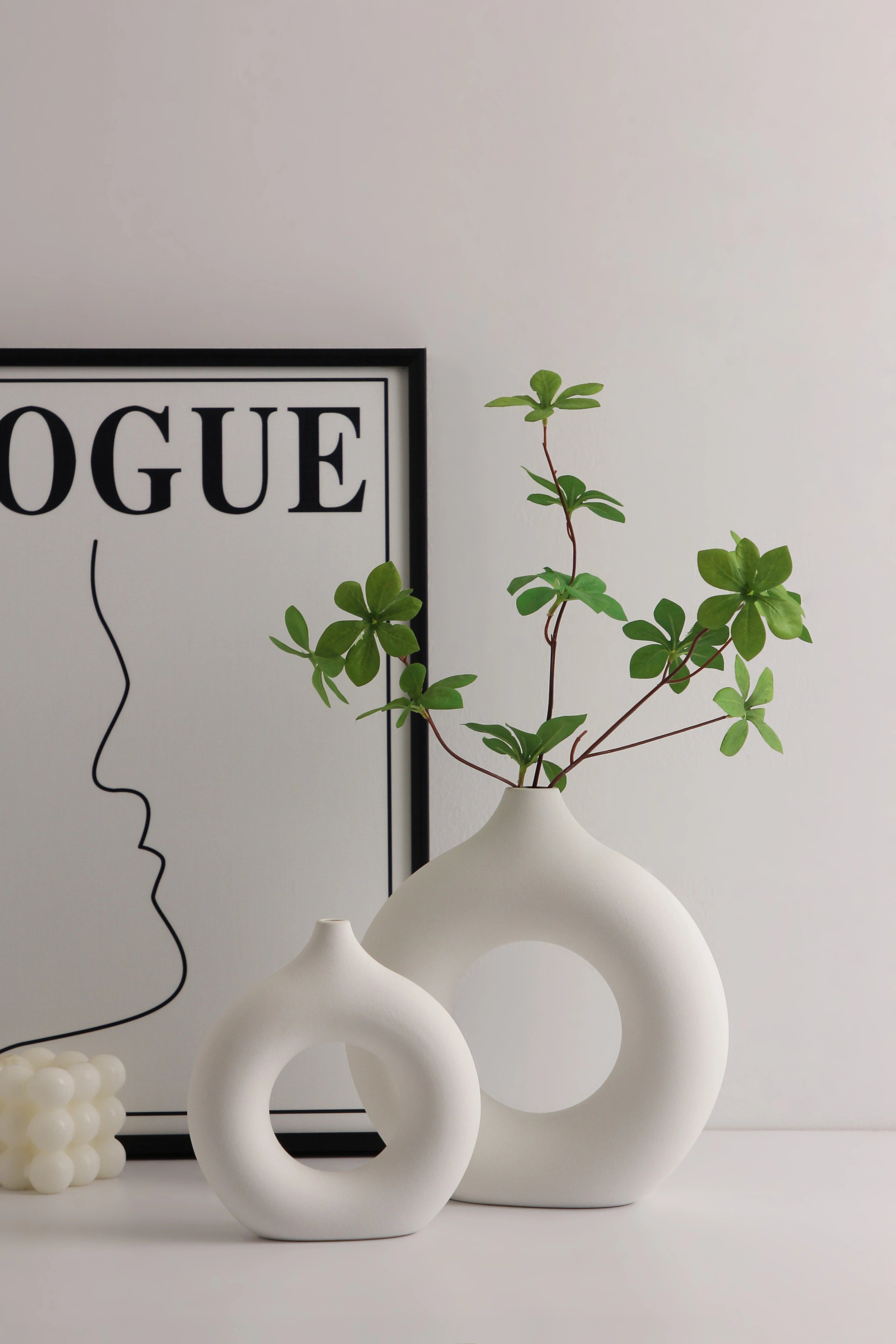 White Black Ceramic Vase Set, Modern Minimalist Ornaments