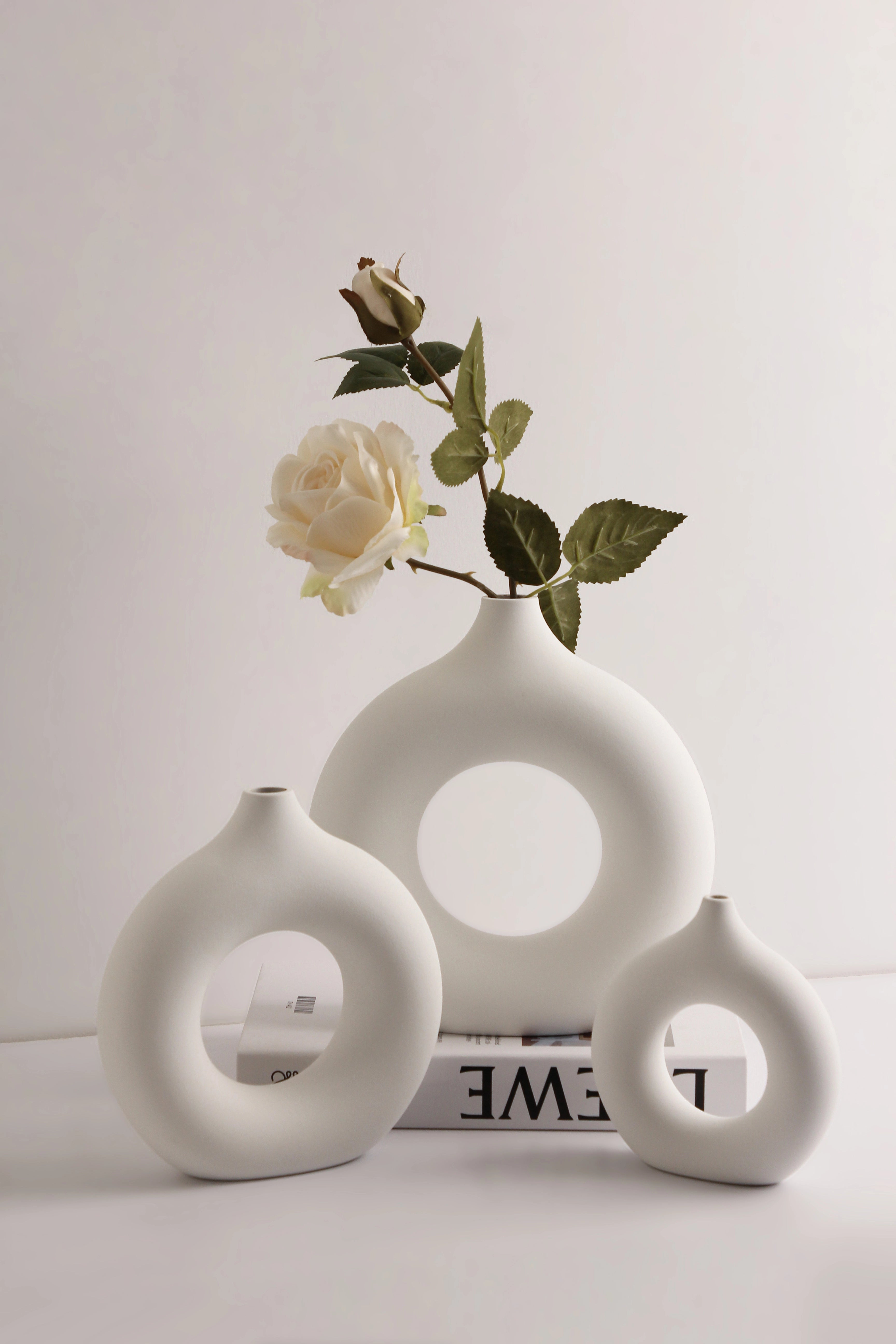 White Black Ceramic Vase Set, Modern Minimalist Ornaments