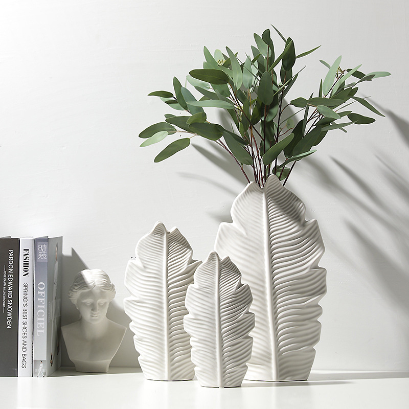 Ceramic Vase Leaves Modern Design