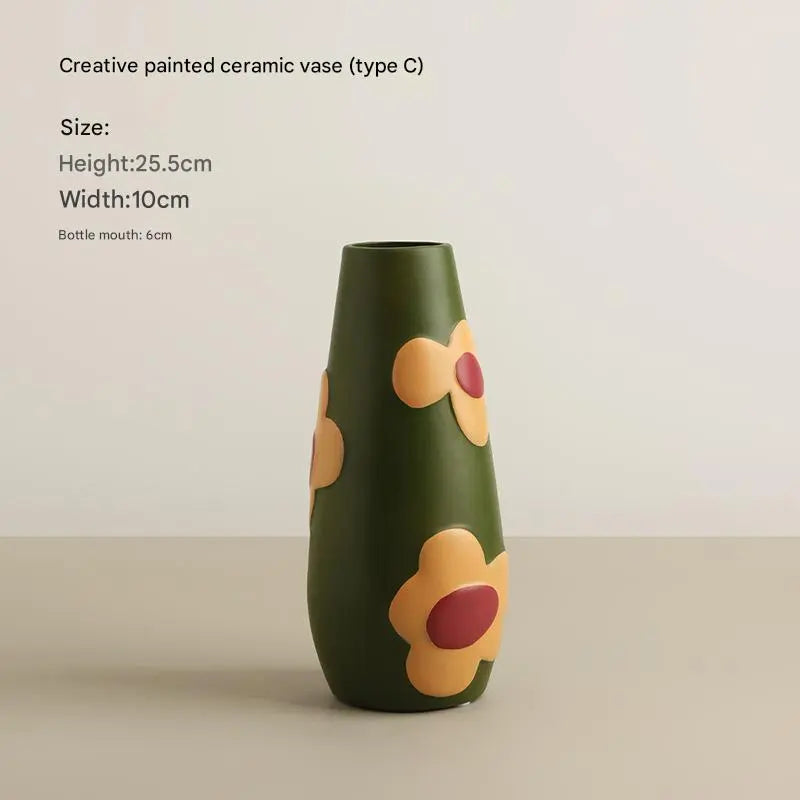 مزهرية زهرية مرسومة يدويا