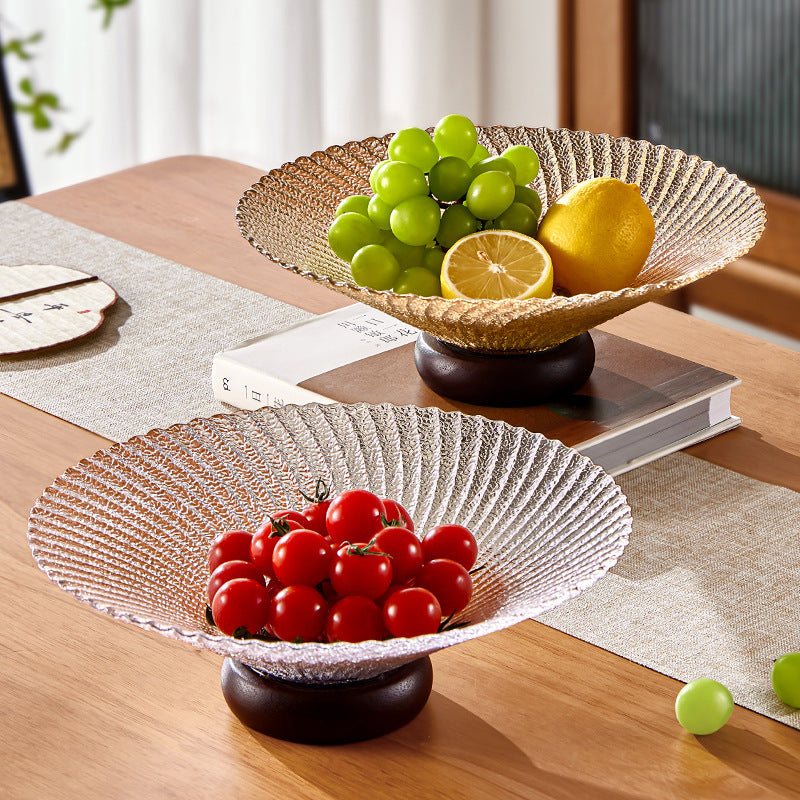 High-End Chinese Style Snack Plate Set Fruit Tray Wood Base
